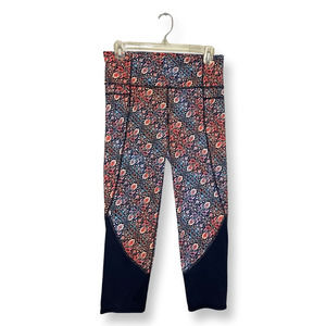 Athleta Womens Cropped Leggings Multicolor Floral Wide Waistband Stretch 30